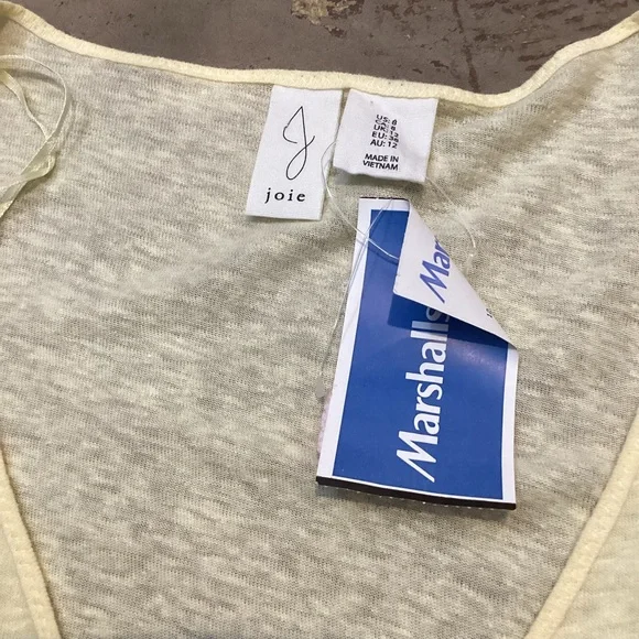 Joie Pale‎ Yellow Linen Blend Bolero Shrug Crop Cardigan Size 8 NEW - Picture 2 of 10